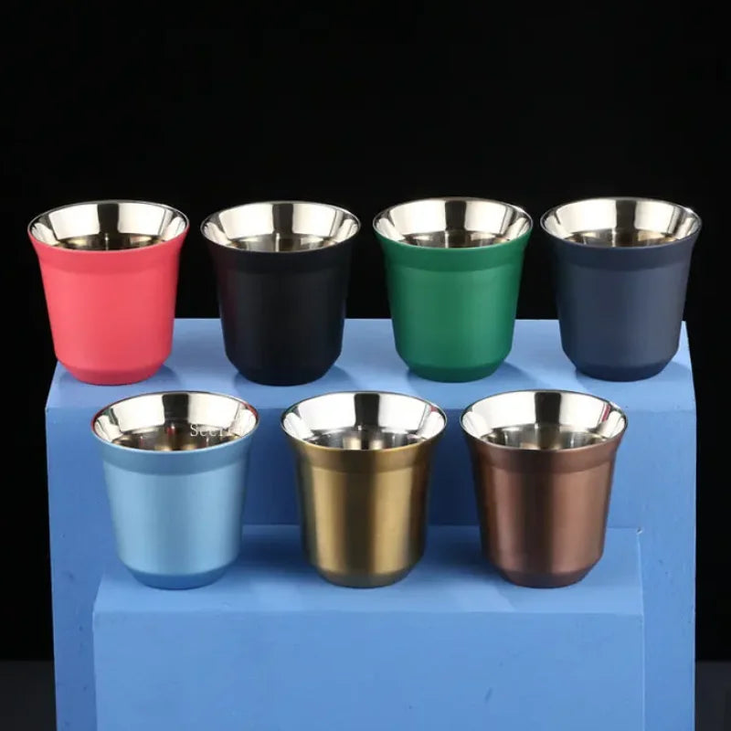 Stainless Steel Espresso Cups Double Wall Insulated Cups Demitasse Cups Coffee Cup For Drinking Coffee, Gift for Him Thermo Cup